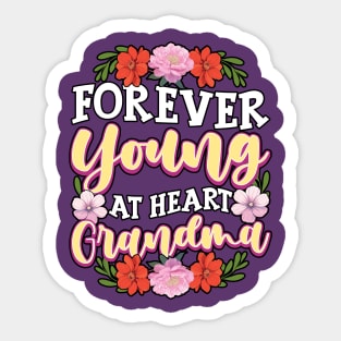 Forever Young at Heart Grandma Sticker